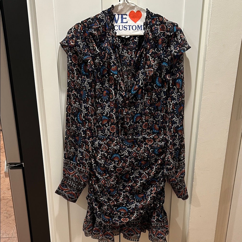Veronica Beard Black and Blue Floral Mini Dress